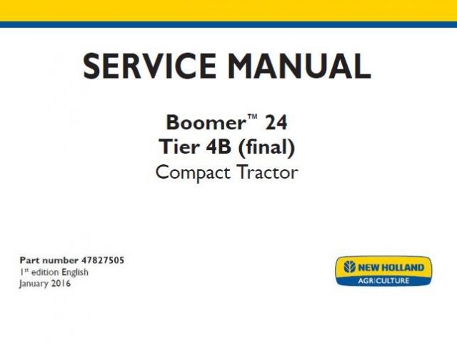 New Holland Boomer 24 Tier 4B Final Compact Tractor Service Repair