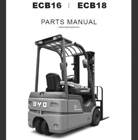 001 BYD ECB16, ECB18 Forklift Parts Catalog Manual | Service Repair ...