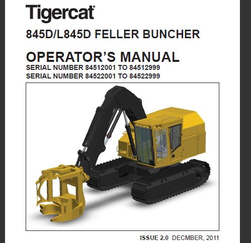 Tigercat D L D Feller Buncher Operators Manual Decmber