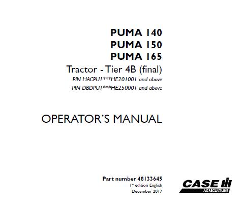 537 Case IH PUMA 140, PUMA 150, PUMA 165 Tractor – Tier 4b (final ...